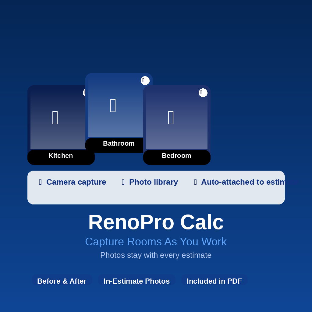 RenoPro Calc room photo capture App Store screenshot